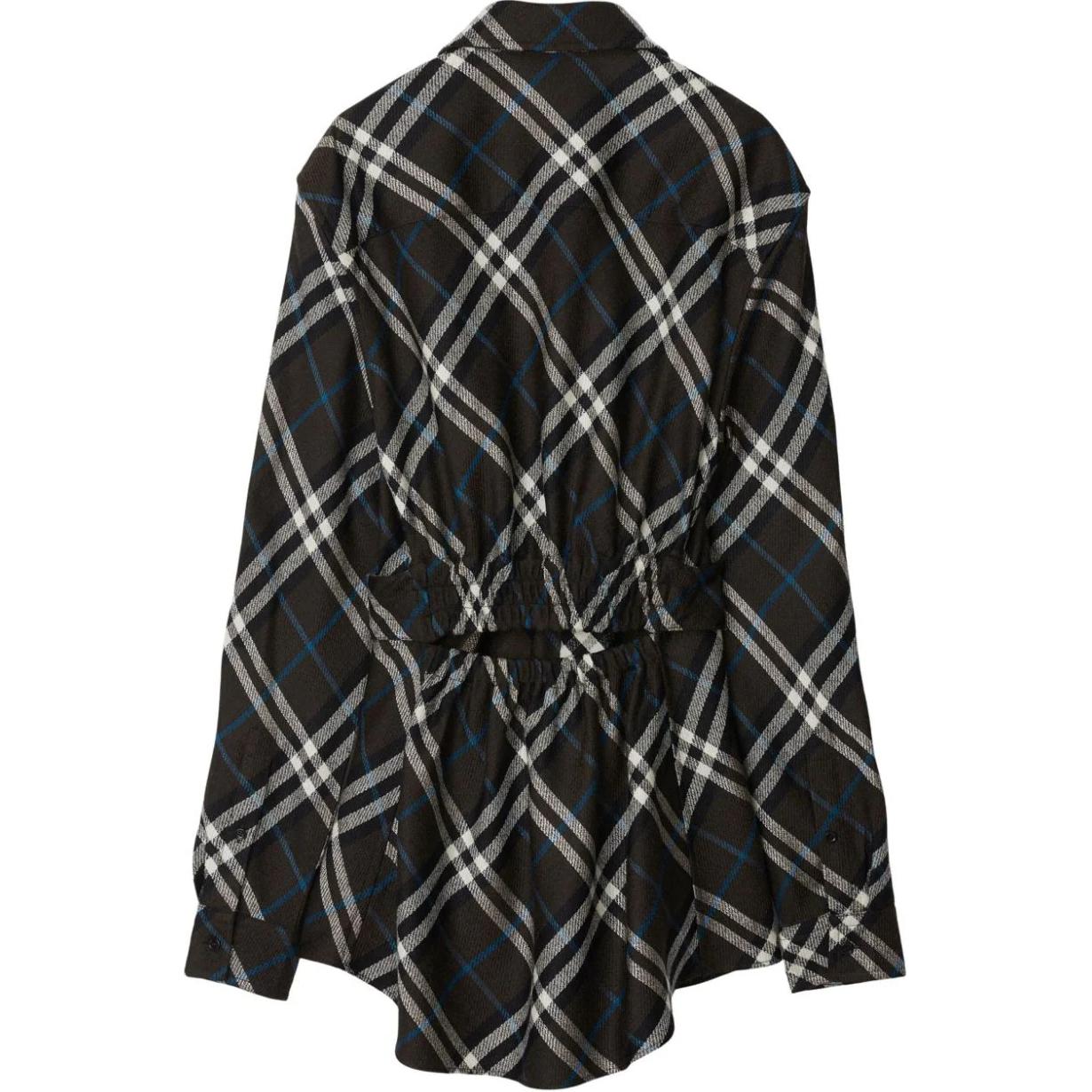 Рубашка Burberry в клетку с поясом, черный — фото 3