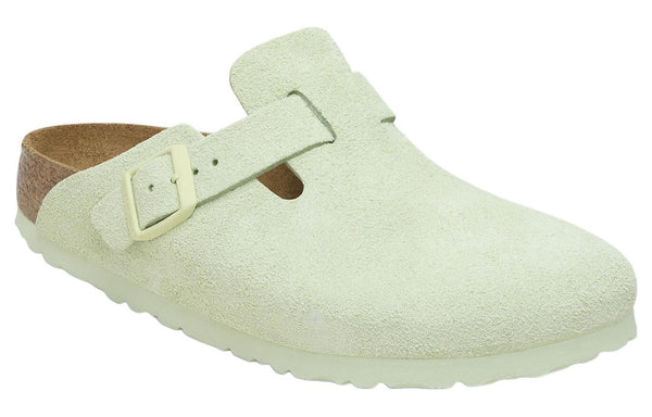 Тапочки boston soft footbed suede leather narrow fit sandals 'faded lime' Birkenstock, зеленый — фото 2