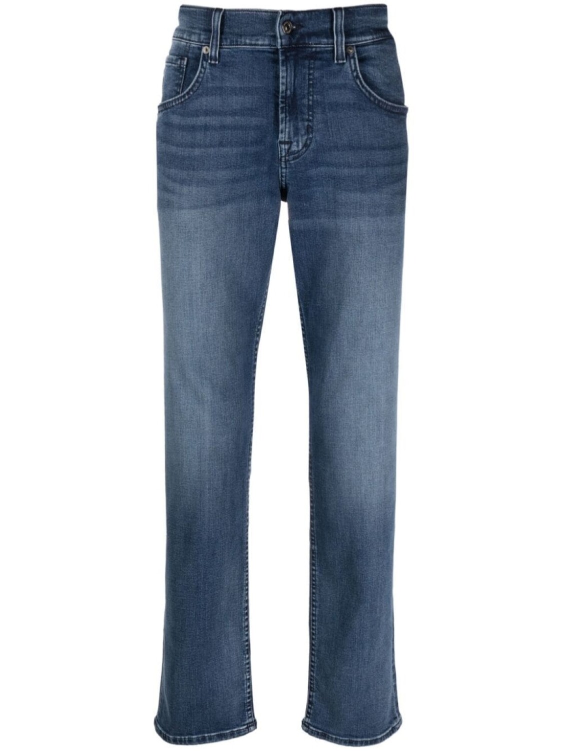 

7 For All Mankind logo-patch straight-leg jeans, синий