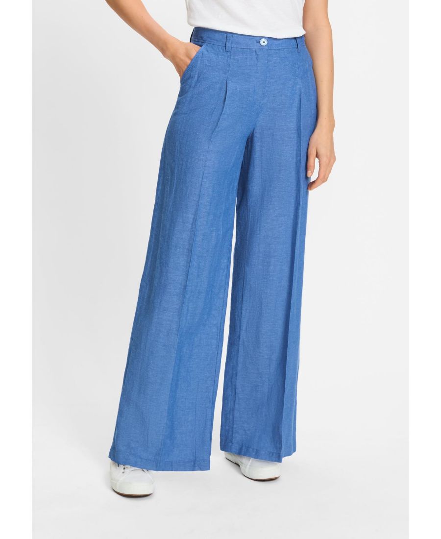 

Женские брюки Anna Fit с широкими штанинами и складками Olsen, Capri blue melange