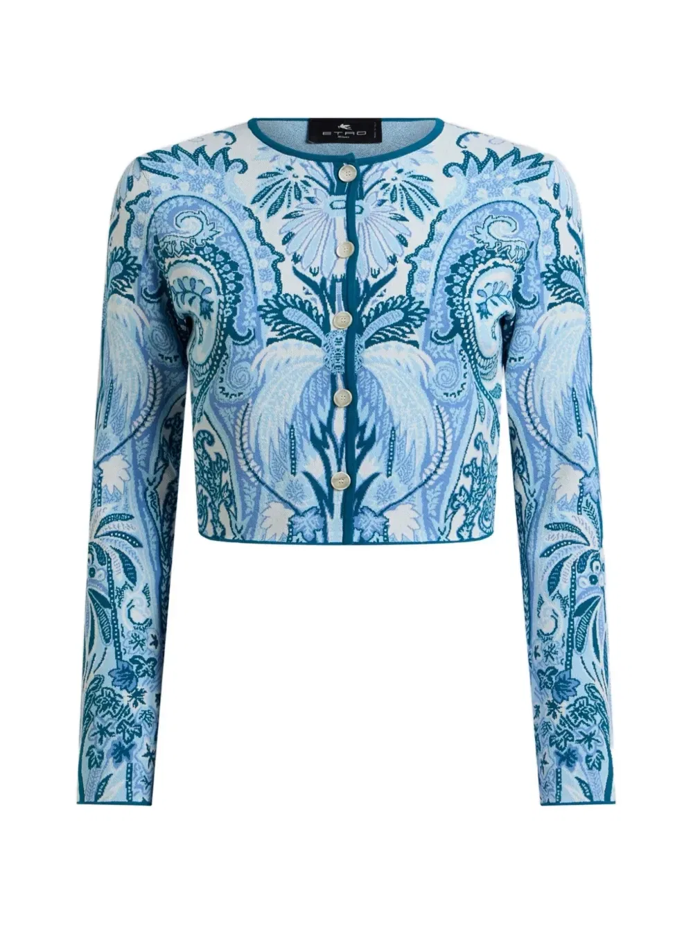 Укороченный жаккардовый кардиган ETRO, синий