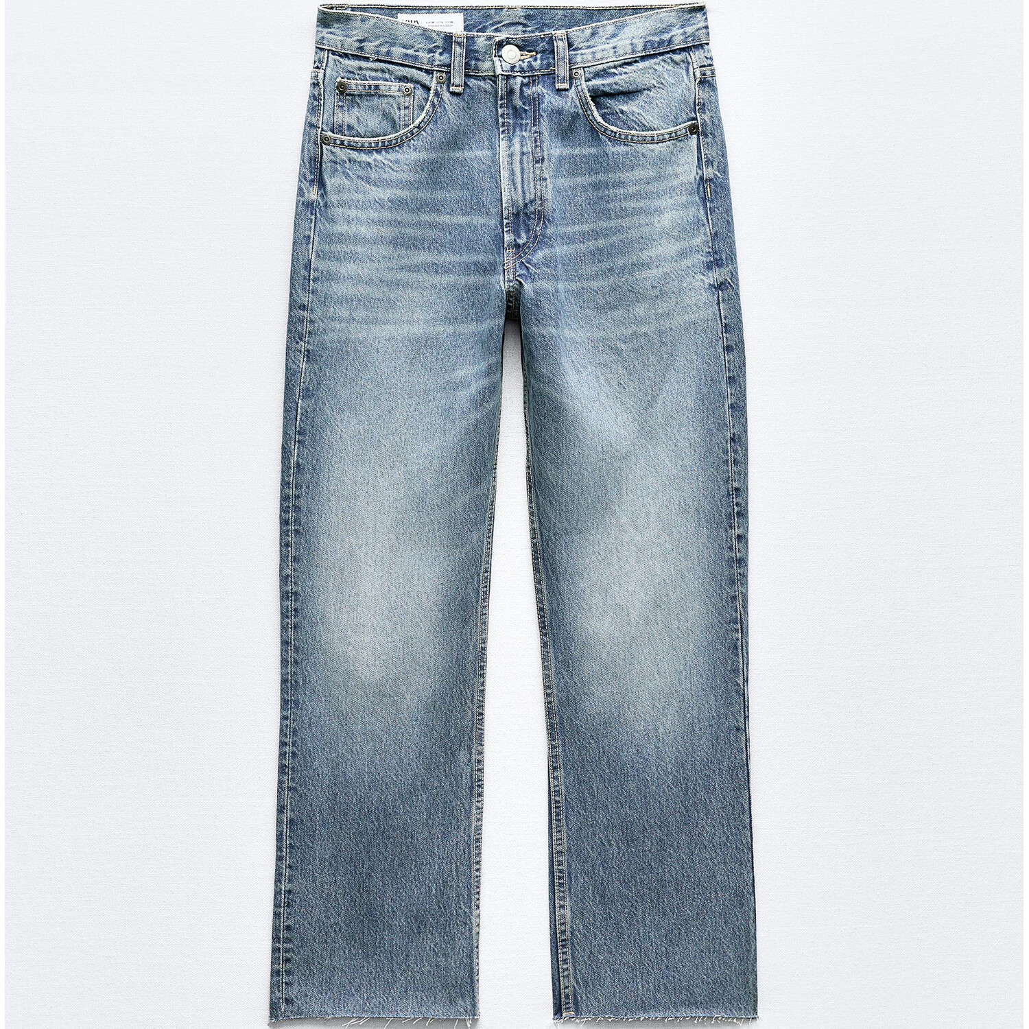 

Джинсы Zara TRF Straight High-Waist, синий