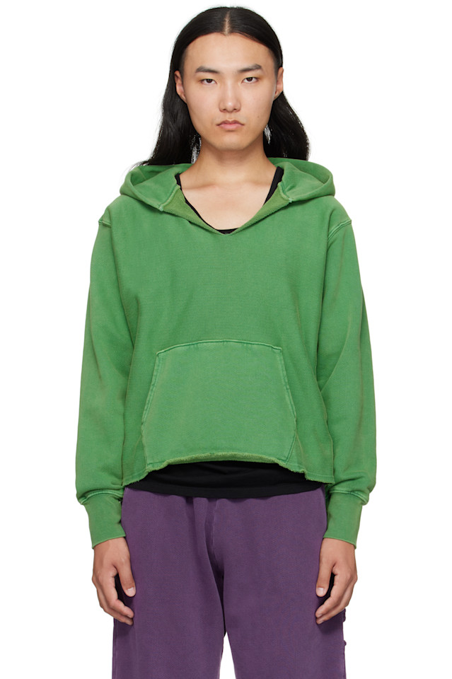 

Les Tien Зеленая плотная укороченная толстовка с капюшоном