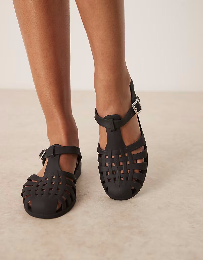Черные балетки ASOS DESIGN Medley Jelly Fisherman — фото 4