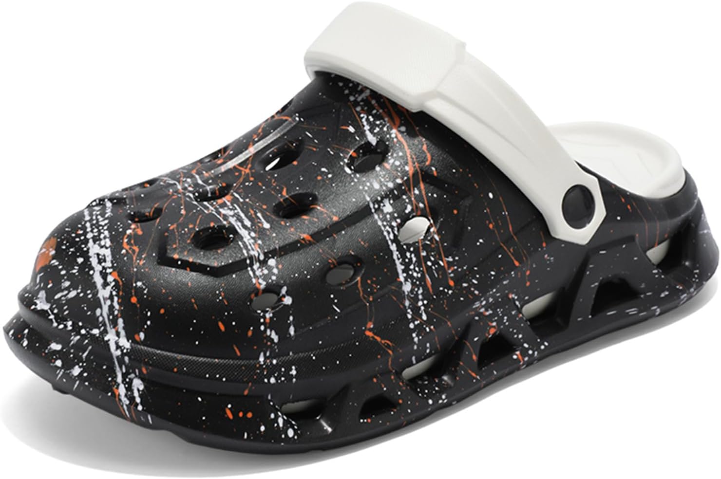 

Унисекс сабо с рисунком брызг, для мужчин и женщин, легкие, из EVA, быстро сохнущие, на плоской подошве, с круглым носком, дышащие с перфорированными отверстиями, повседневные домашние тапочки для пляжа, бассейна, дома, сада и улицы Psieicwm, бе...