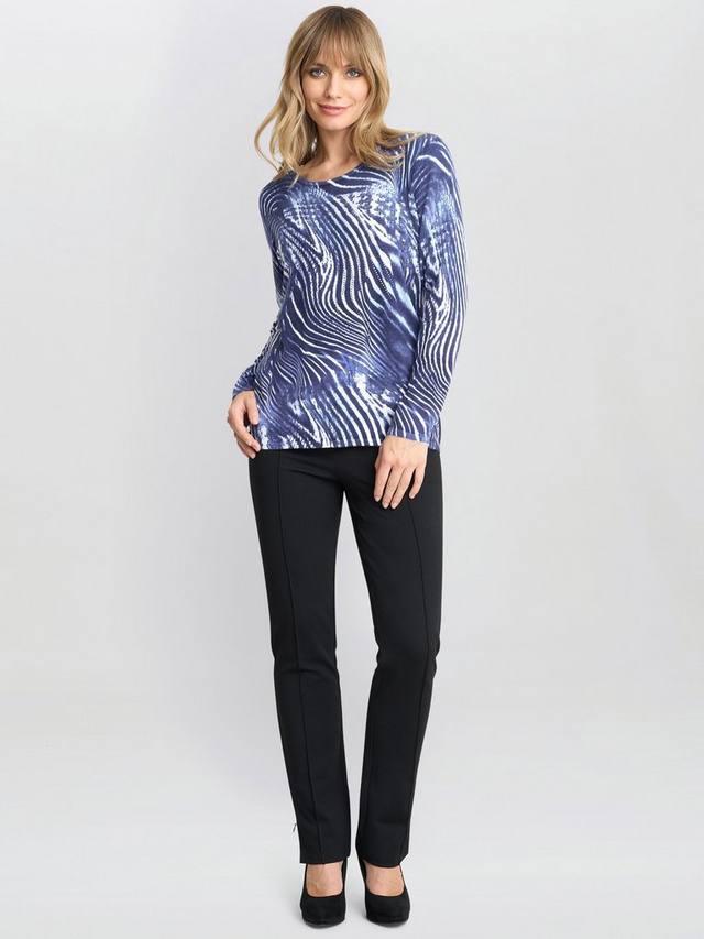 

Топ с длинным рукавом в полоску зебра Gina Bacconi, Blue/White