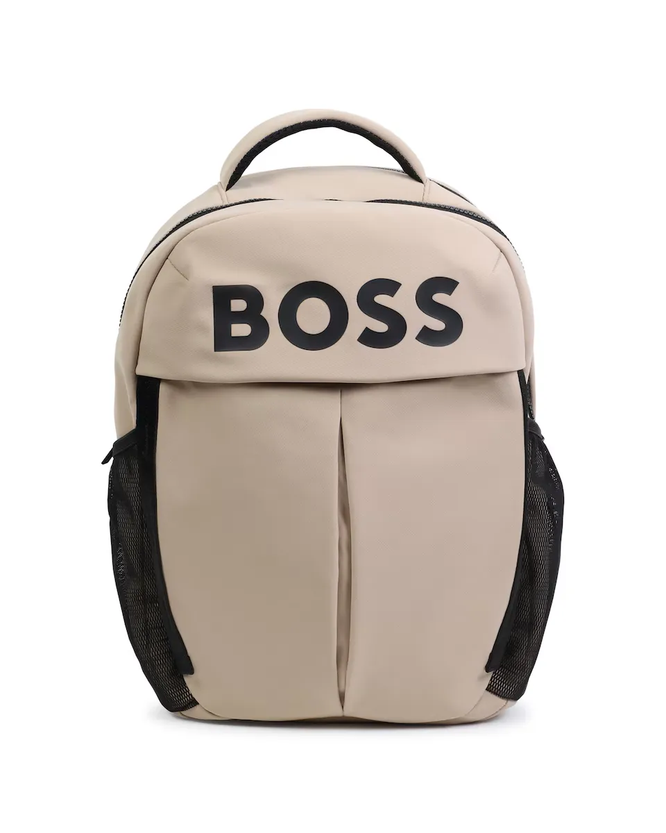 

Рюкзак для мальчика с боковыми сетчатыми карманами BOSS Kidswear, натуральный