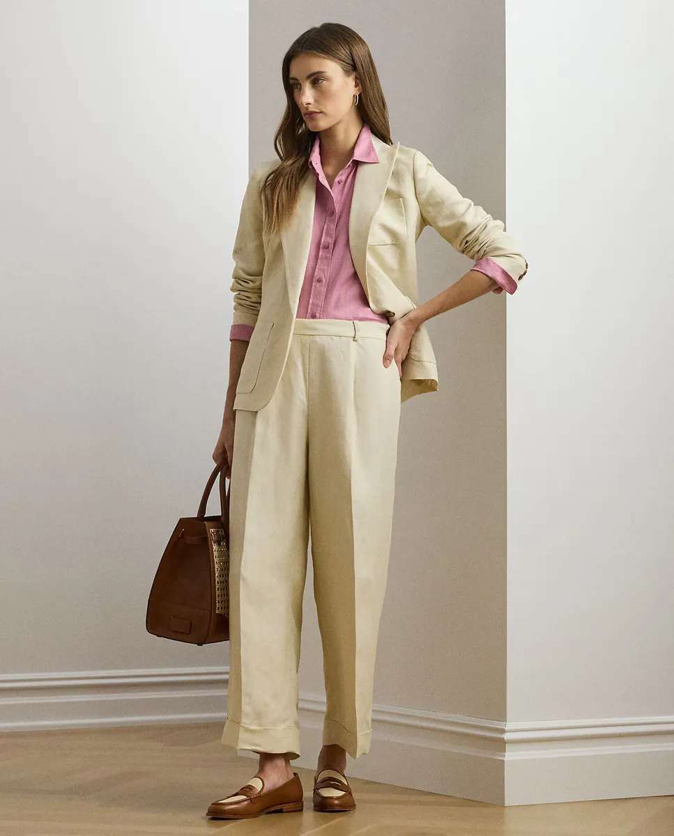 

Женские брюки свободного покроя со складками Lauren Ralph Lauren, цвет Crudo