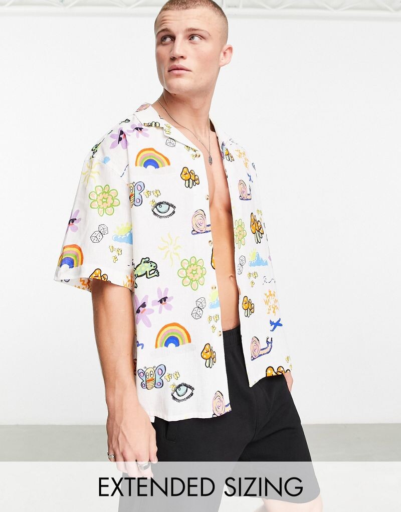 

Свободная рубашка свободного кроя с принтом каракулей ASOS DESIGN