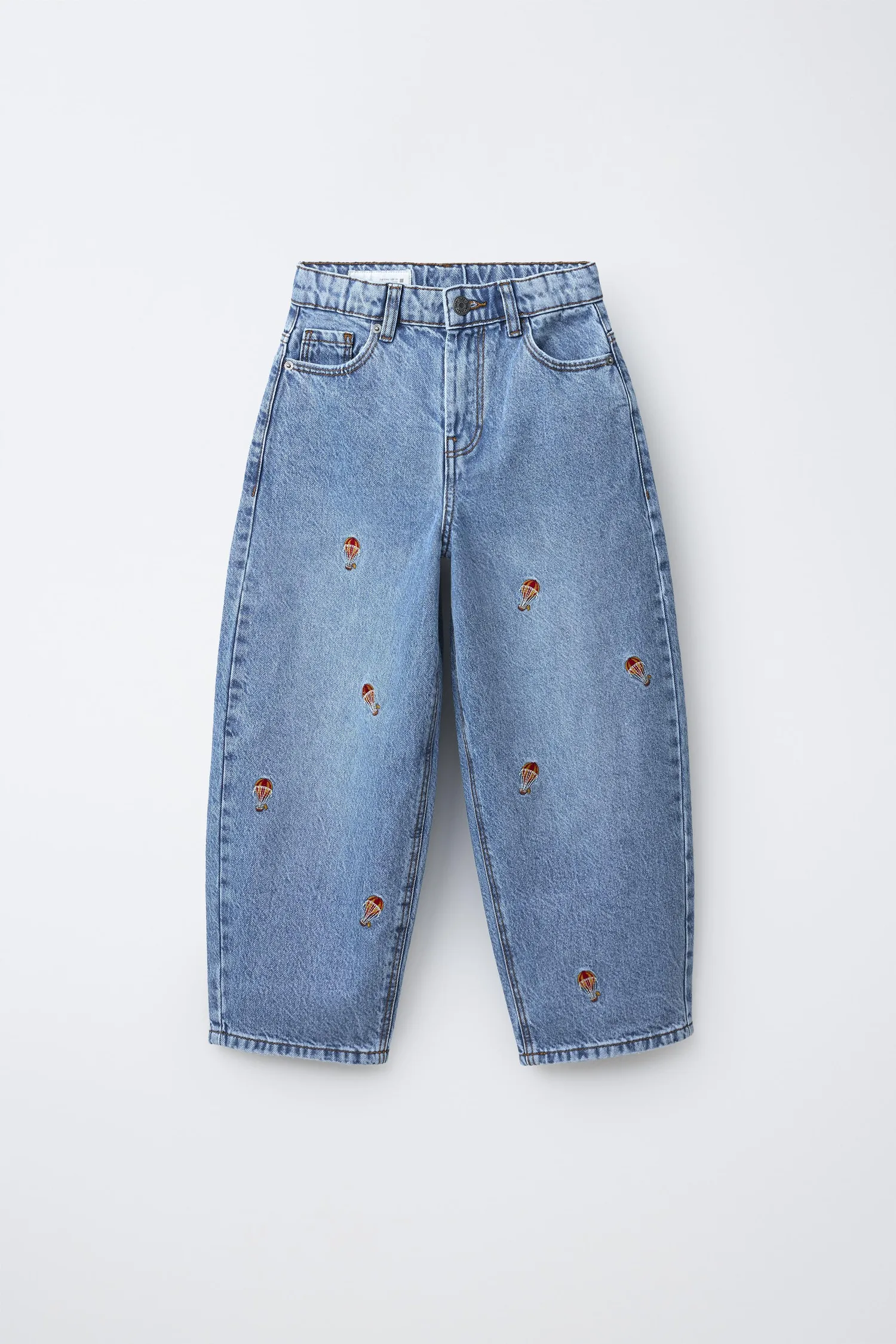 Джинсы с вышитыми воздушными шарами Zara, синий