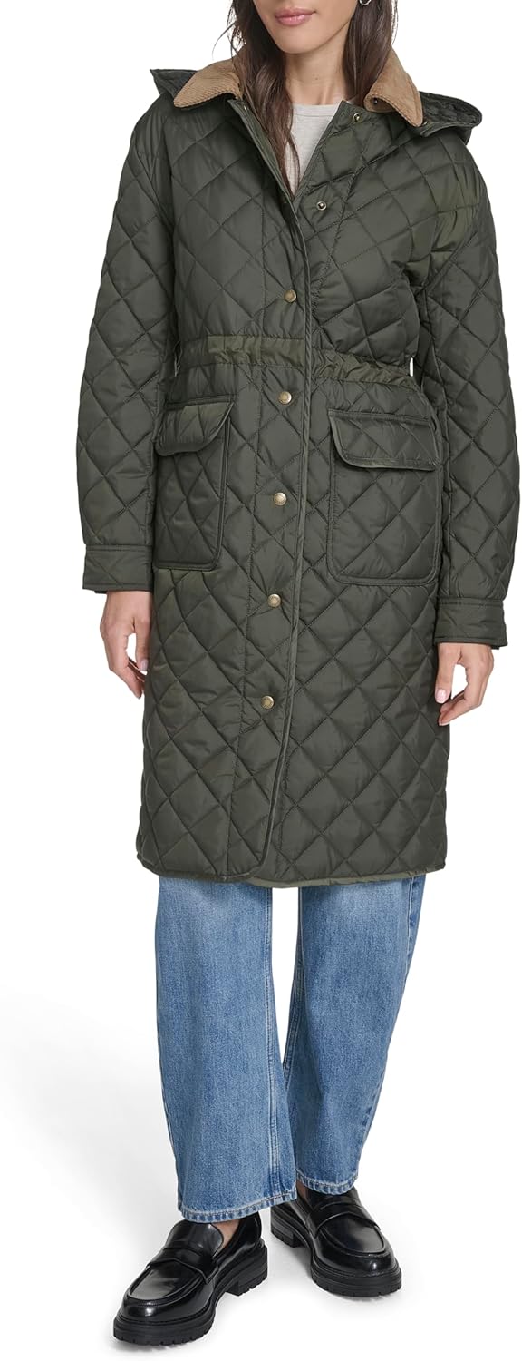 Женская стеганая куртка Levi's Diamond Quilted Cinch Waist, Olive — фото 2