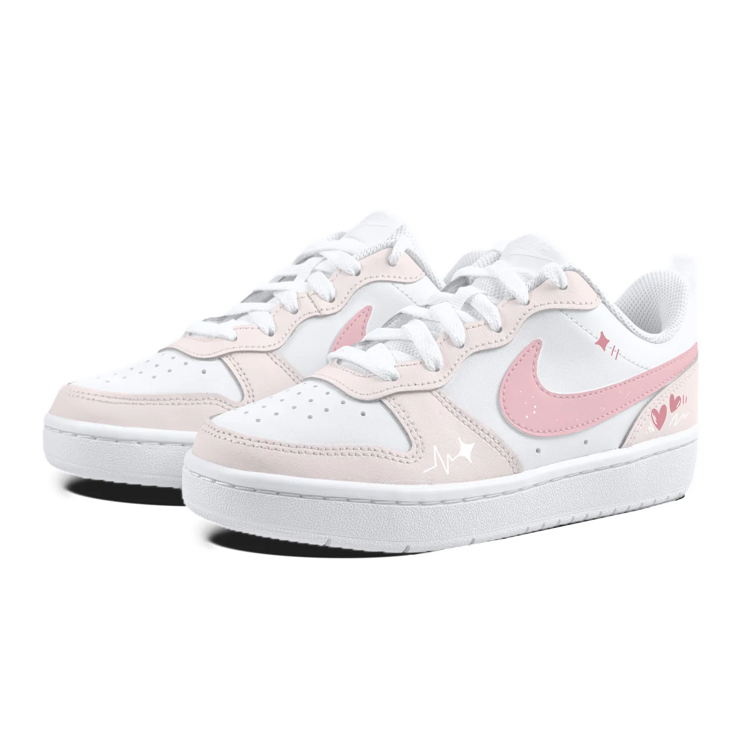Кроссовки для скейтбординга детские Court Borough Milk White Heart Leather White Unisex Nike — фото 4