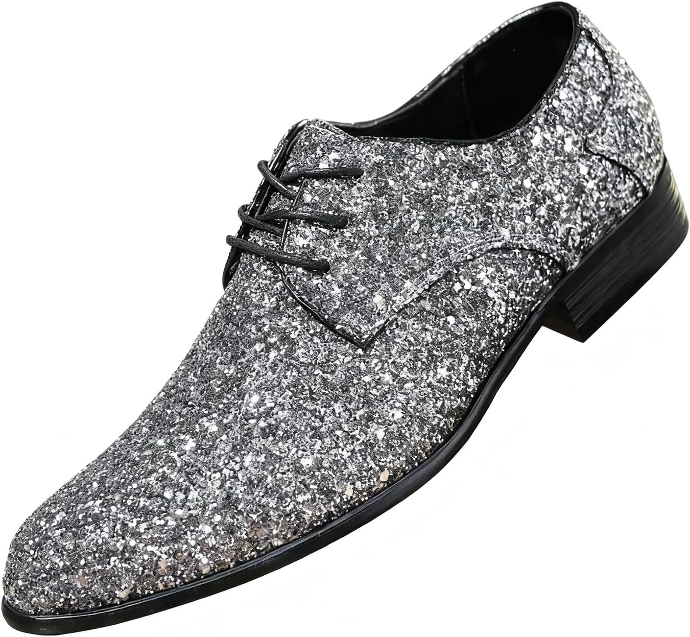 

Мужские блестящие туфли Santimon, оксфорды на шнурках, праздничные формальные туфли с блестками для свадьбы, выпускного, сцены, клуба, серебро