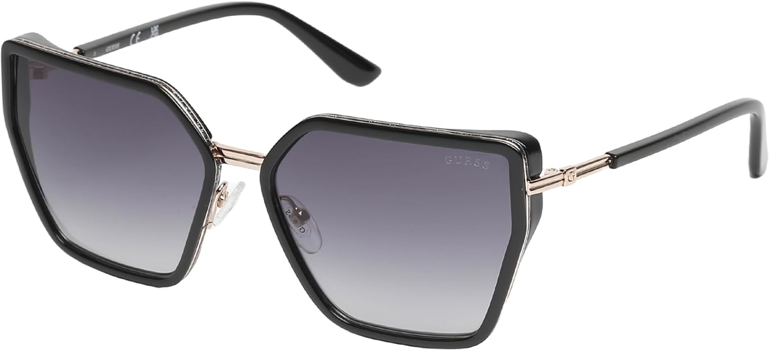 

GUESS женские солнцезащитные очки Injected Sun Glasses Round, Shiny Black/Gradient Smoke