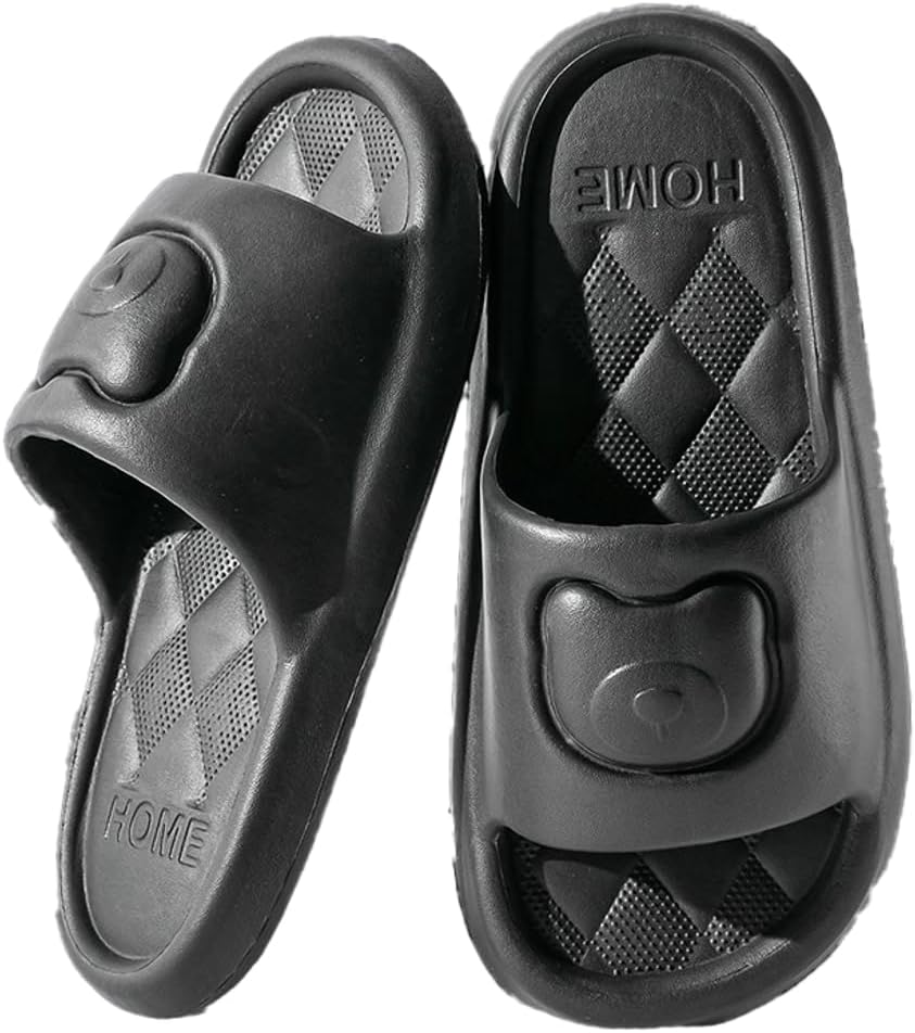 

Летние домашние тапочки для женщин и мужчин, милые шлепанцы для дома, душевые сандалии с мягкой подошвой, противоскользящие, быстро сохнущие, для ванной и улицы Rungion, черный