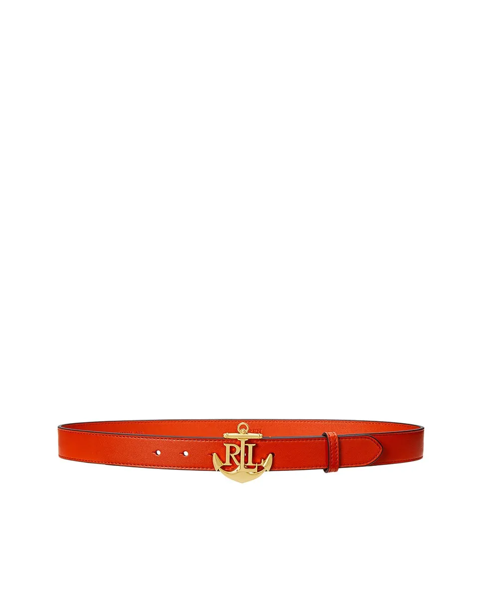 

Женский кожаный ремень с золотой пряжкой Lauren Ralph Lauren, красный