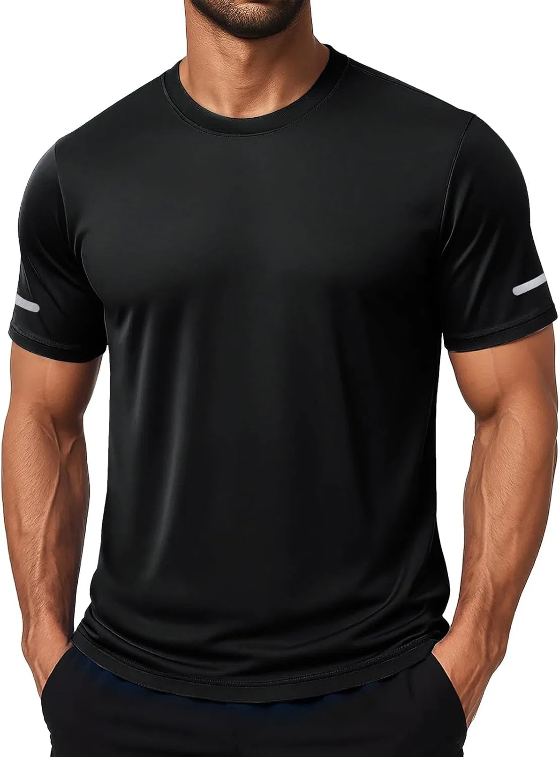 Футболка с коротким рукавом для бега, мужская, Black