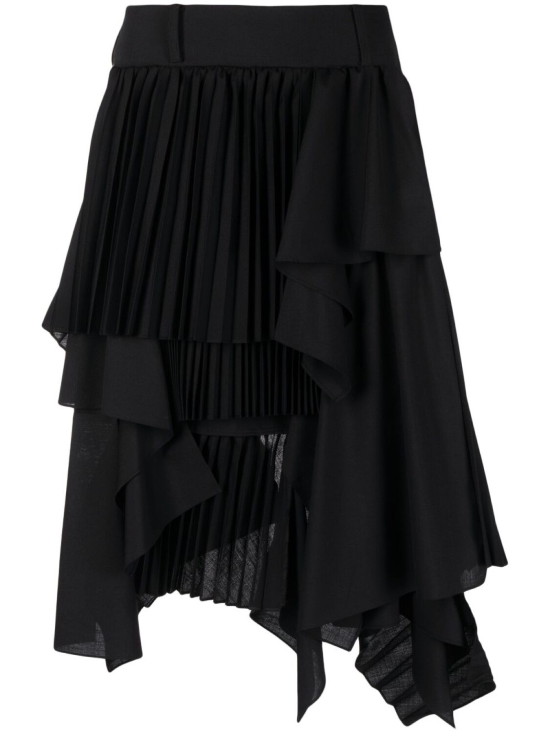 

sacai плиссированная юбка асимметричного кроя, черный