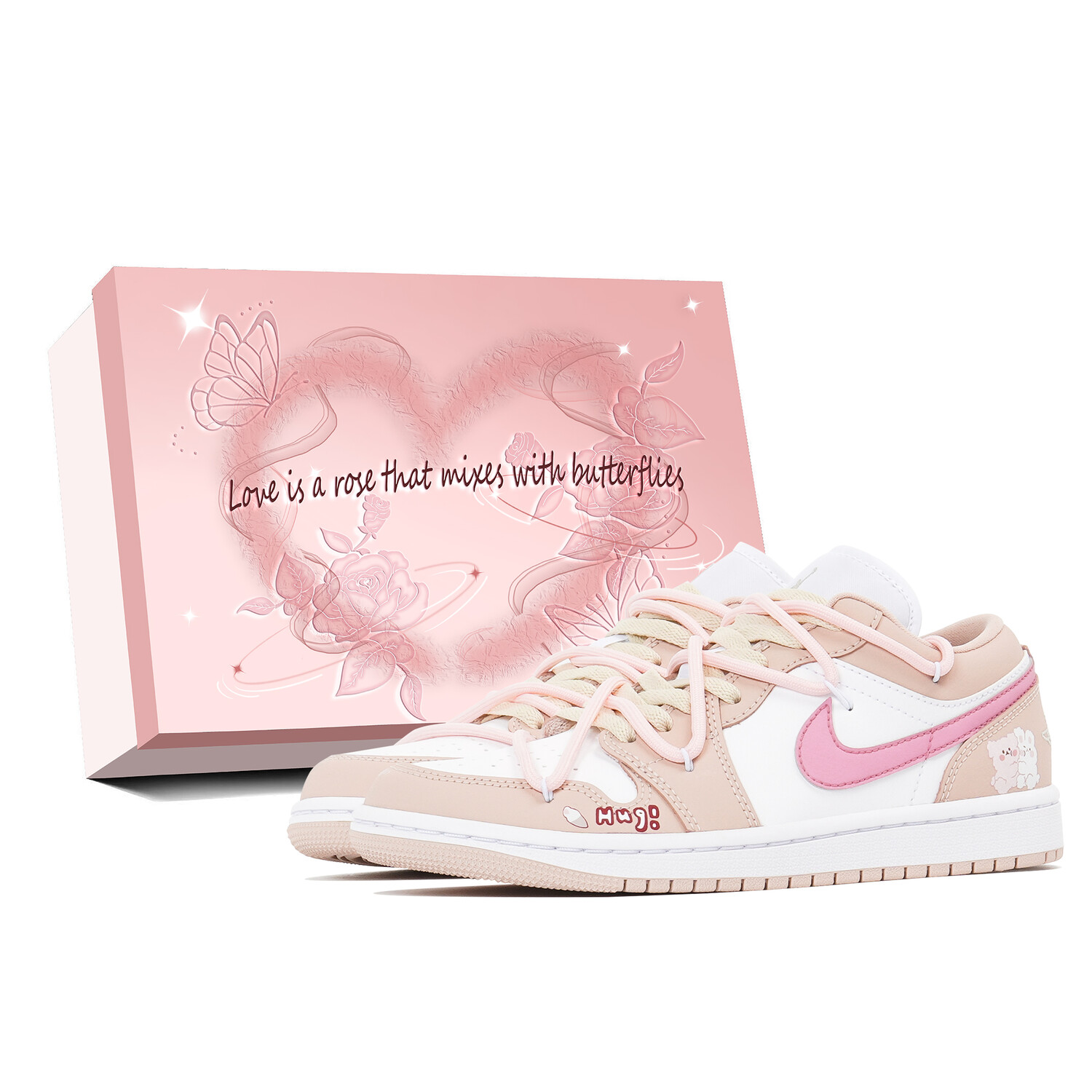 

Кроссовки Air Jordan 1 Vintage Basketball Shoes Unisex Low-top Pink, белый