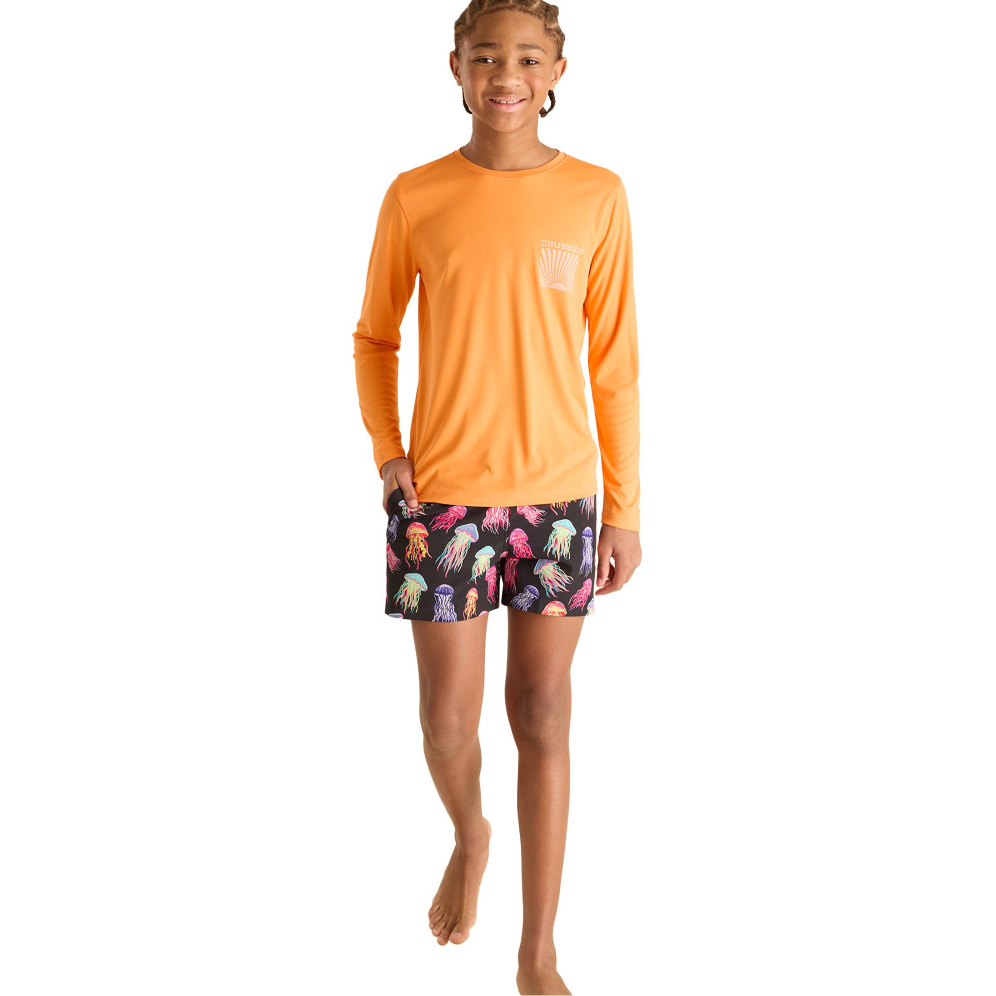 Детская футболка с круглым вырезом "Золотой час" Chubbies, Medium Orange — фото 4