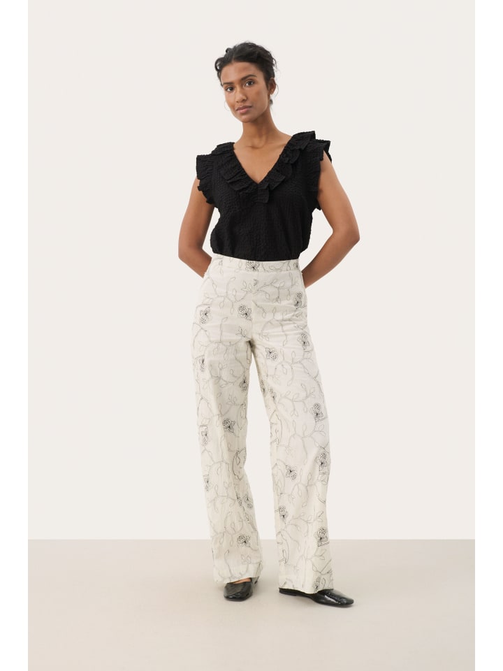 

PART TWO Повседневные брюки TrisjaPW прямого кроя, черные с белой строчкой