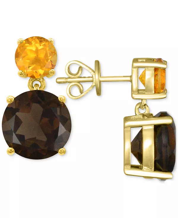 

Серьги-Капельки с французской розой 5-5/8 карата и аметистом 1-1/3 карата из серебра 14 карат с золотым покрытием Macy'S, citrine