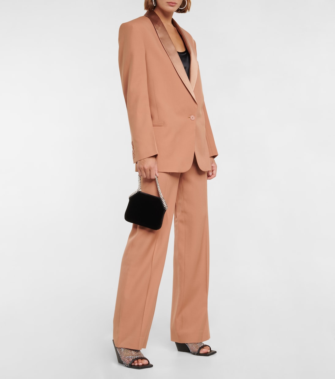Прямые шерстяные брюки с высокой талией Stella McCartney, Caramel — фото 2