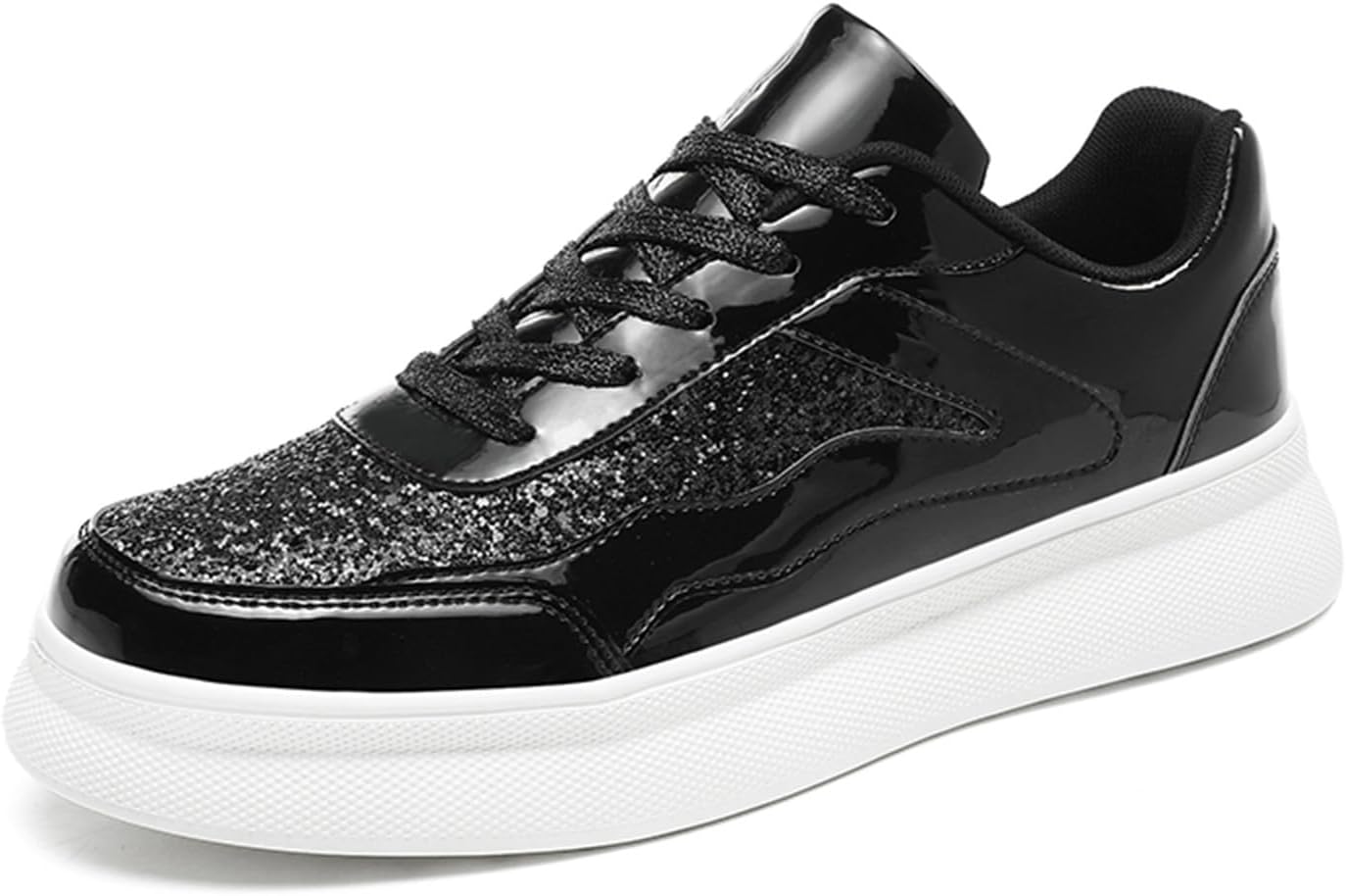 

Мужские модные кроссовки SPWAGYM с блестками и пайетками, блестящие теннисные туфли, низкие, удобные, повседневные, черный