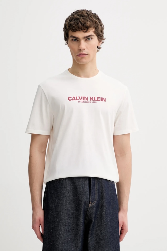 

Хлопковая футболка Calvin Klein, бежевый