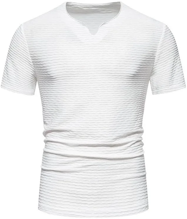 

Мужская футболка с V-образным вырезом и складками LUORUAN