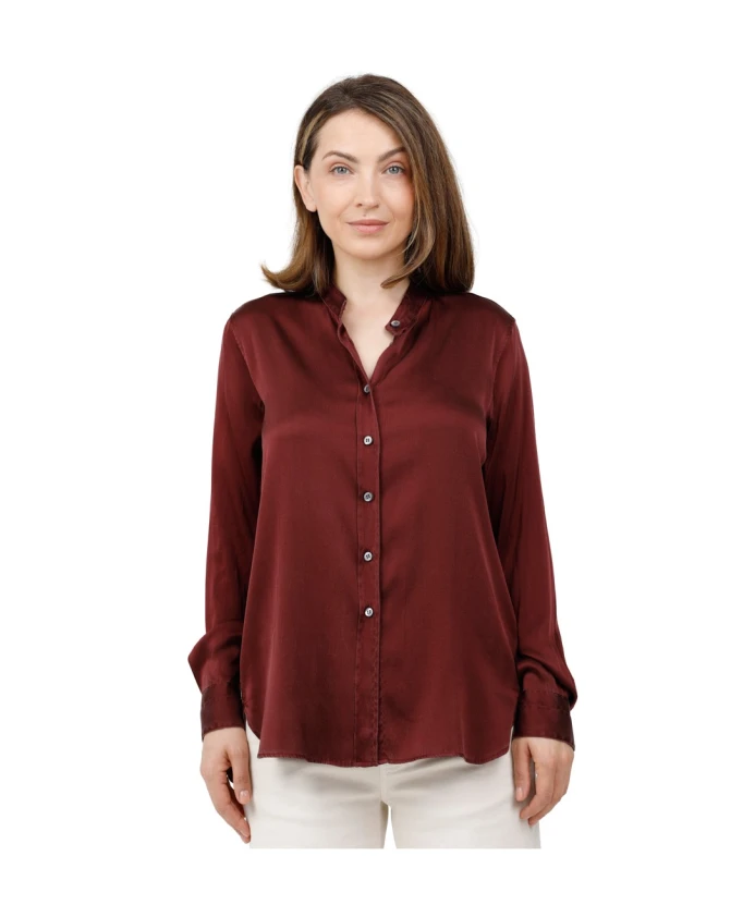 

Шелковая рубашка с воротником-стойкой. Caliban, красный