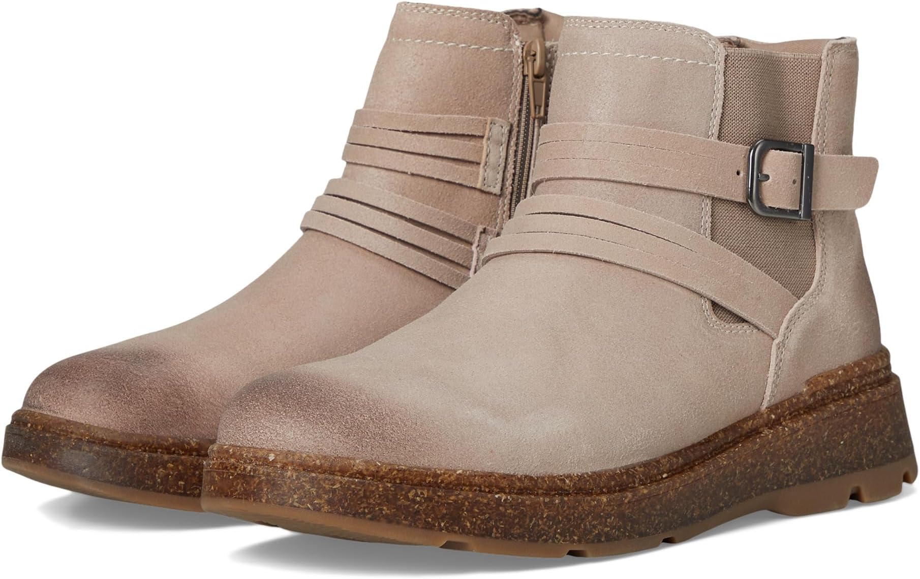Ботинки женские челси Clarks Noralyn Strap замшевые с декоративным ремешком, бежевый