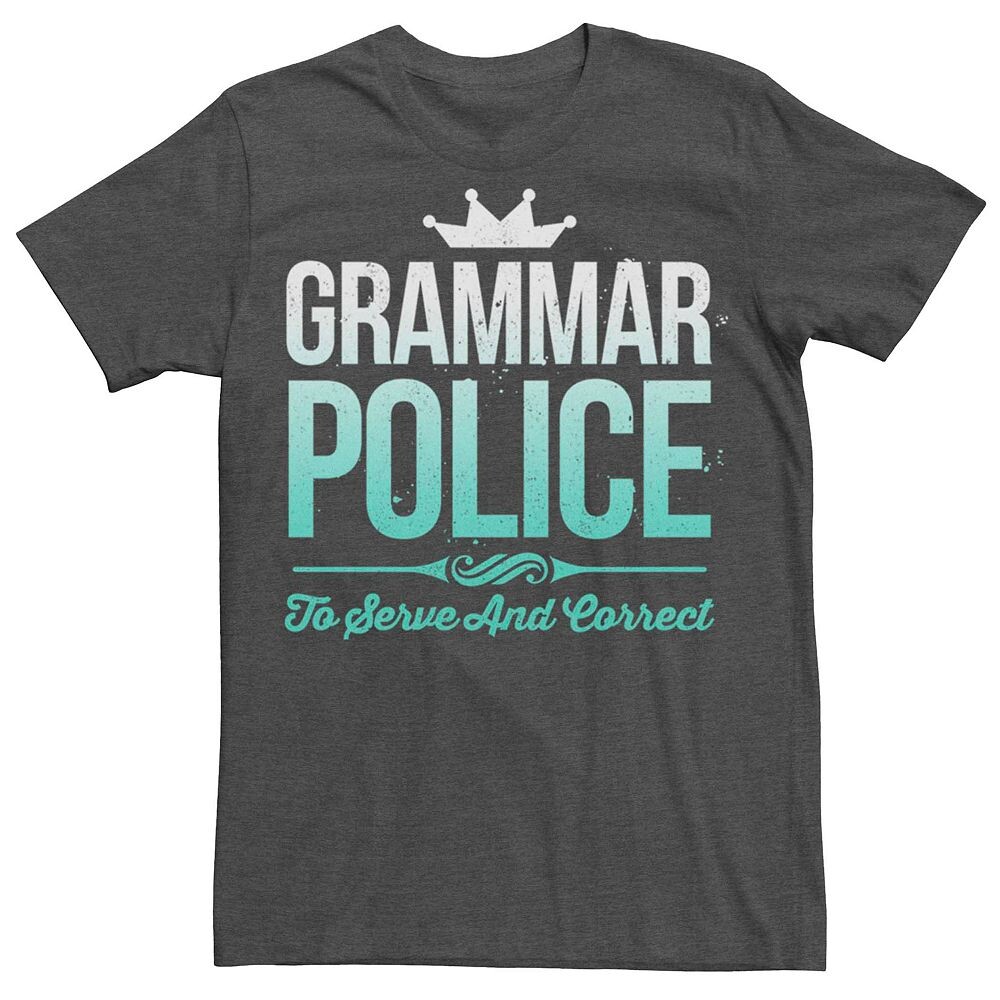 

Мужская футболка с рисунком Grammar Police Humor Licensed Character, цвет Charcoal Heather