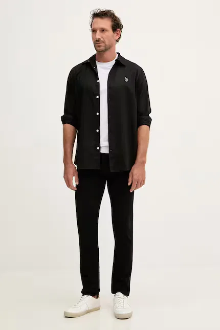 Рубашка повседневная с льном LINEN BLEND LS U.S. Polo Assn., черный — фото 2