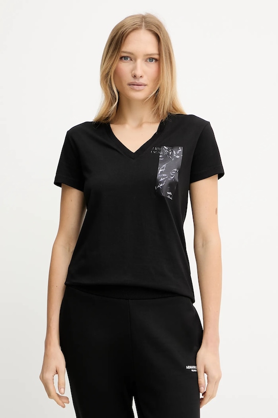 

Хлопковая футболка Armani Exchange, черный