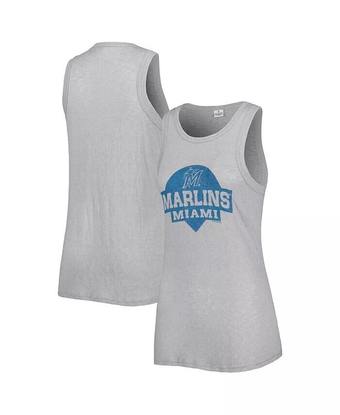 

Женская серая майка Miami Marlins Tri-Blend Soft As A Grape