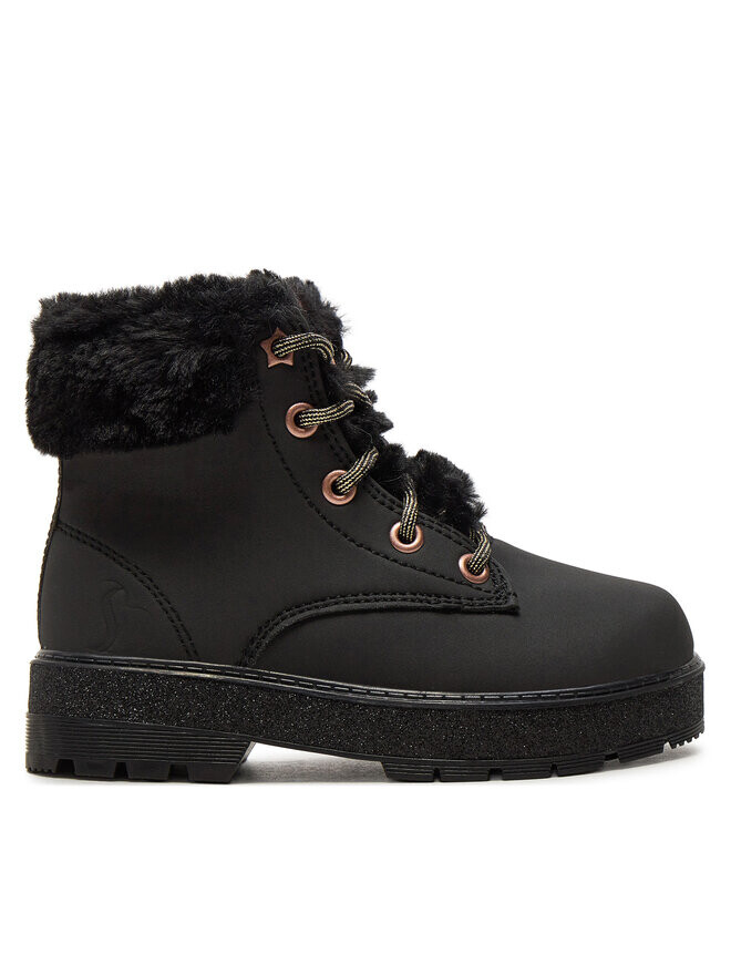 Женские ботинки Skechers Street Glitz с мехом и шнуровкой, черный