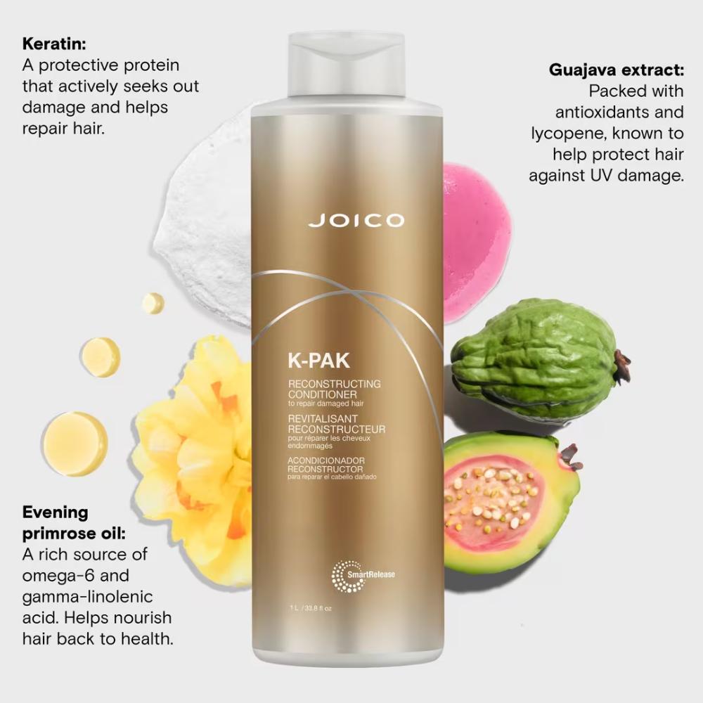 Восстанавливающий кондиционер K-PAK от Joico для мужчин и женщин - 950 мл, прозрачный — фото 2