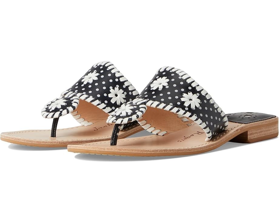 

Туфли Jack Rogers Jacks Flat Sandal - Nappa/Patent, цвет Black/White Dot Pat