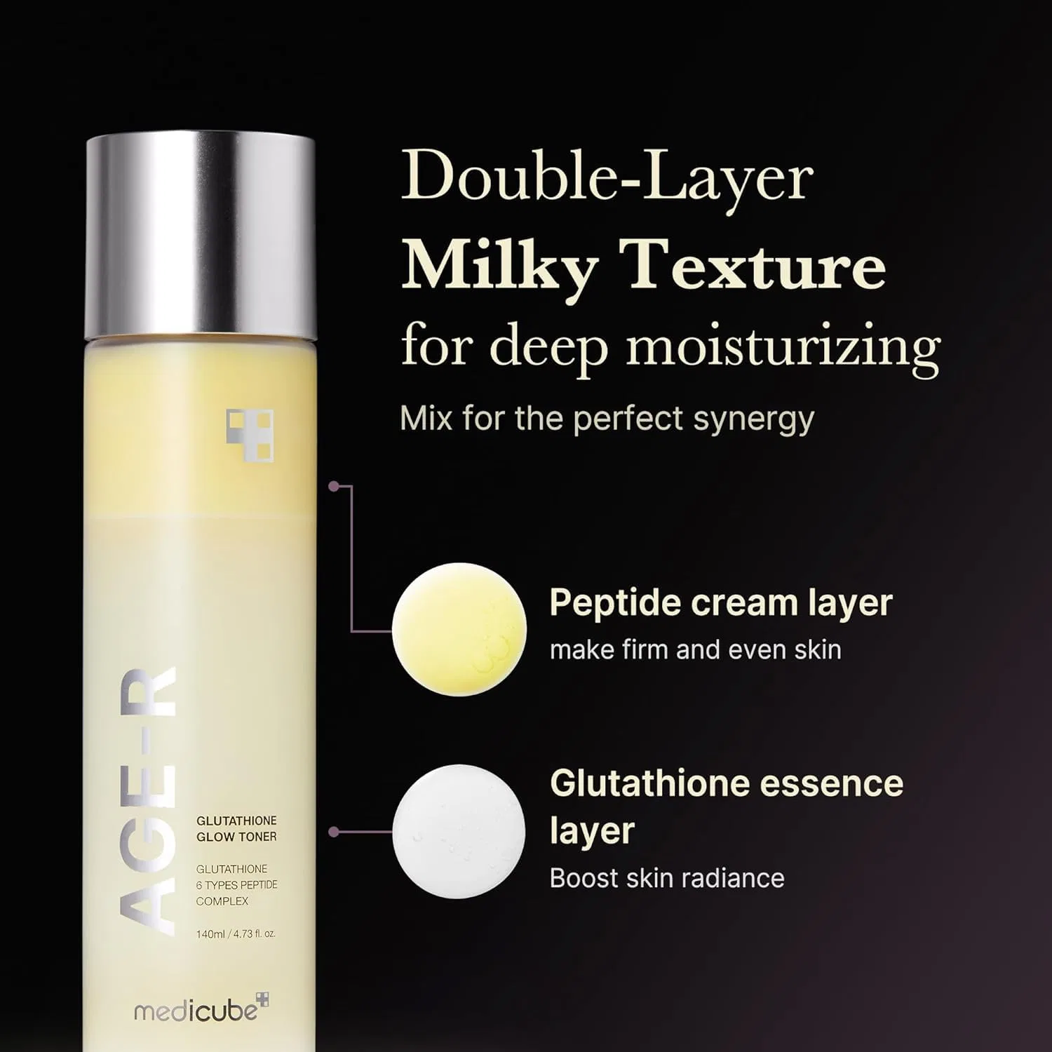 Тоник Medicube — Двухфазный тонер «Age-R Glutathione Glow Toner» от, 140 мл — фото 3