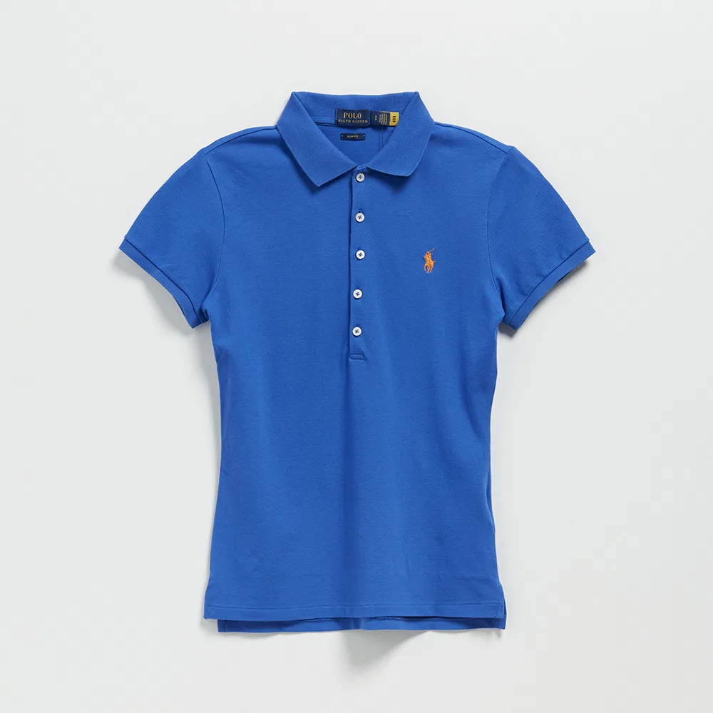 Женская синяя футболка-поло слим-фит от Polo Ralph Lauren