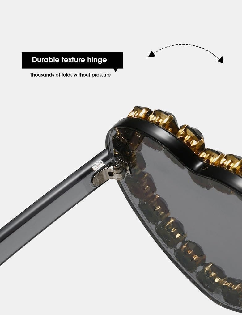 

Женские солнцезащитные очки в форме сердца, украшенные стразами, конфетного цвета, прозрачные, идеально подходят для свадебного костюмированного вечера YADIRF, Grey White