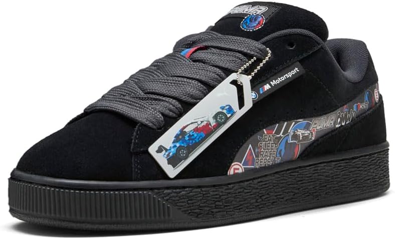 Мужские кроссовки PUMA BMW M Motorsport замшевые с XL наклейкой и шнуровкой, повседневные - черные — фото 2