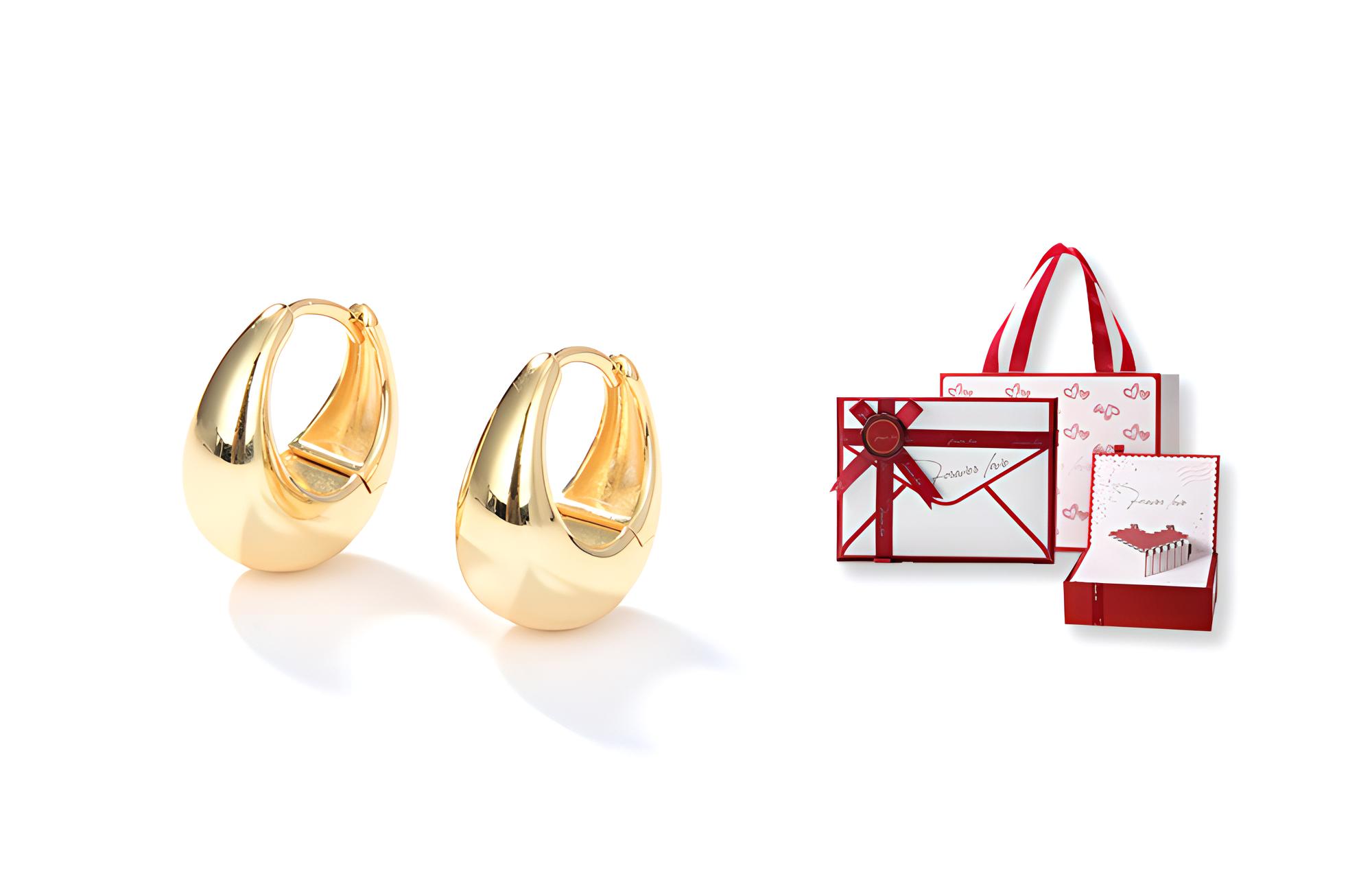 

Серьги женские WANLIACC, Round Arc Earrings [Gold] + [Love Heart Gift Box]