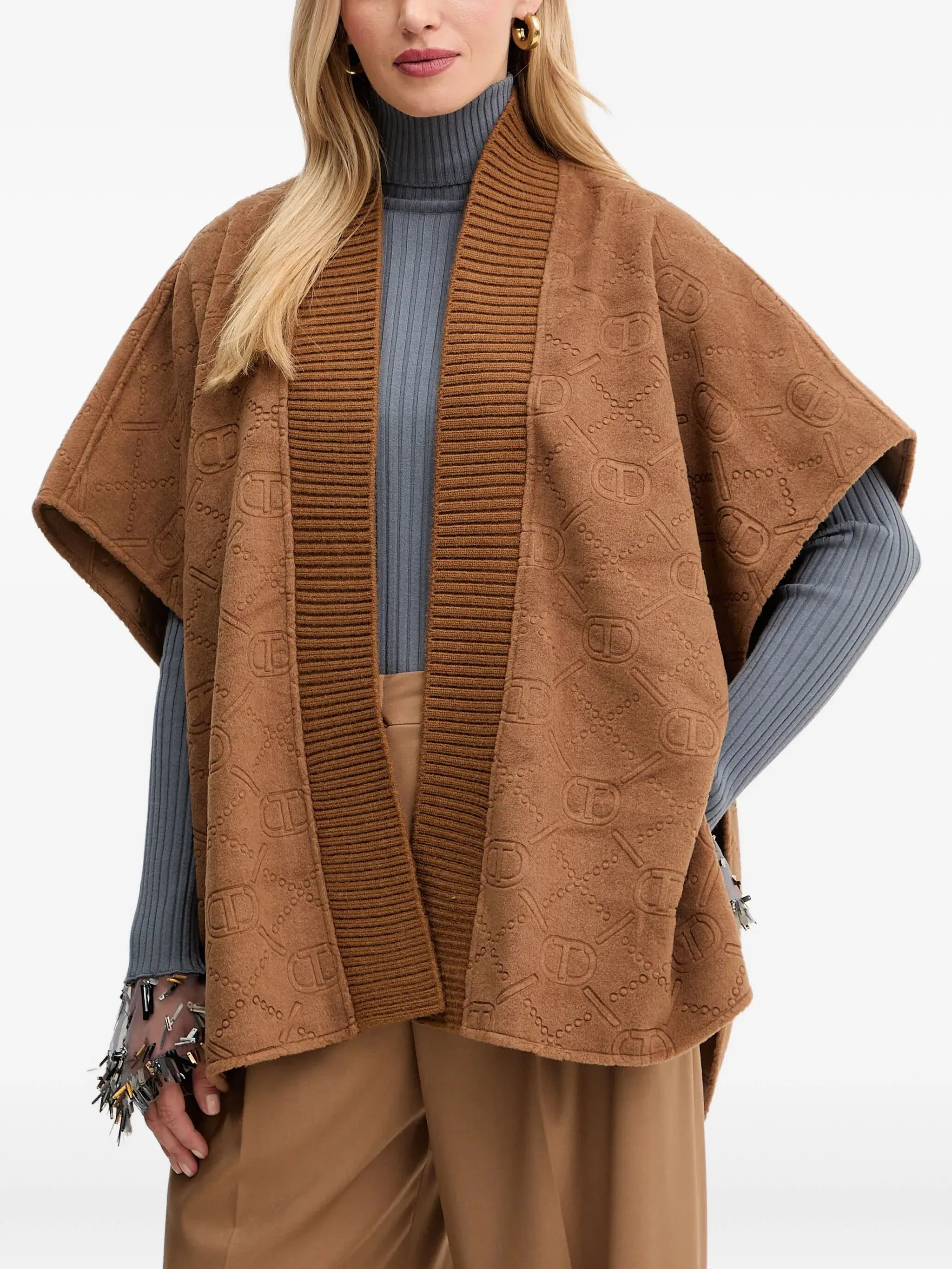 

Кардиган с жаккардовым логотипом Twinset, коричневый