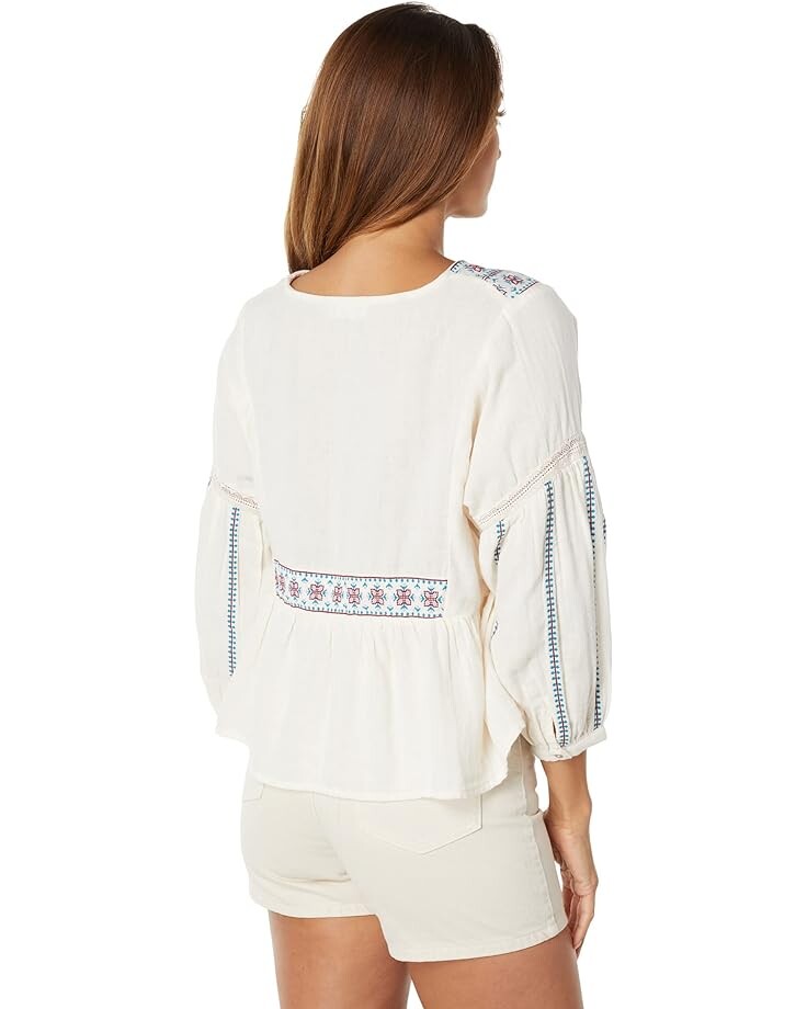 

Блуза Lucky Brand Embroidered V-Neck Peasant Blouse, цвет Whitecap Gray