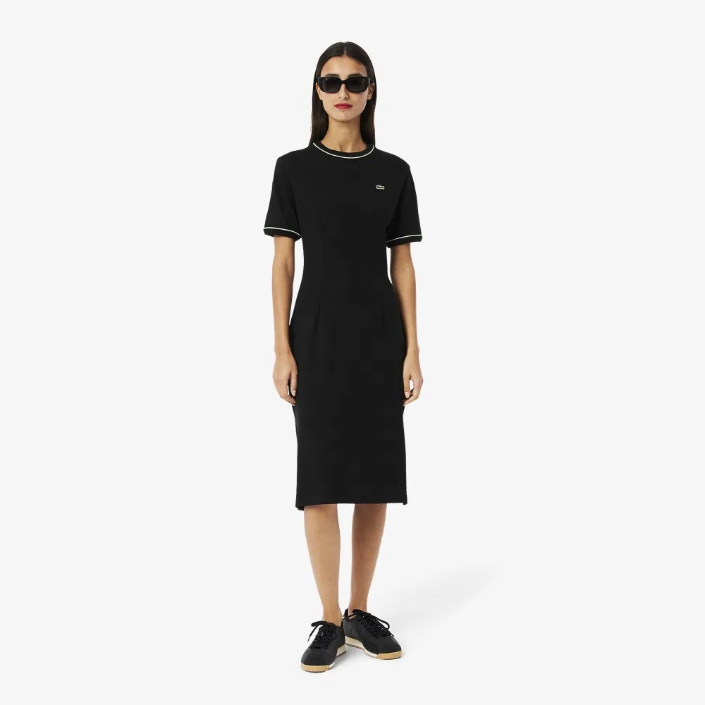 Женское хлопковое платье-футболка Essential Fit & Flare чёрного цвета от Lacoste