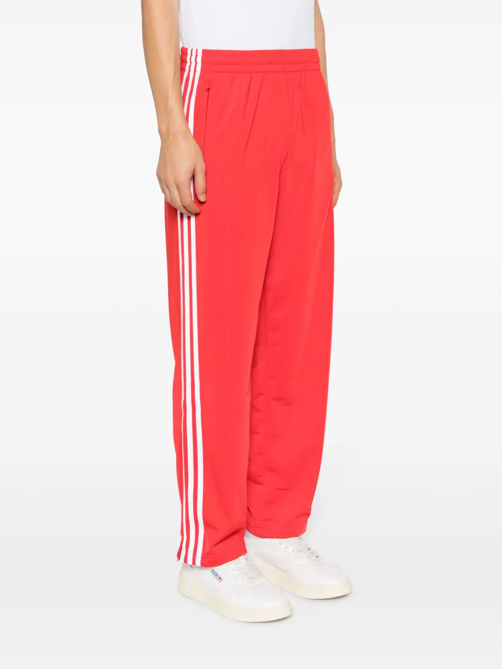 Брюки прямого кроя с тремя полосками Adidas, красный — фото 3