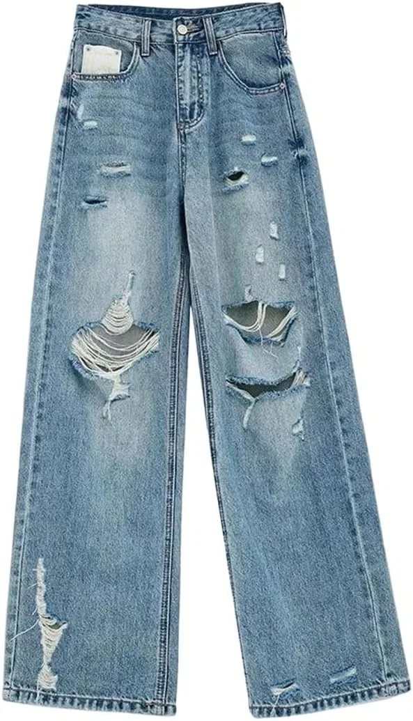 Джинсы прямые рваные, G