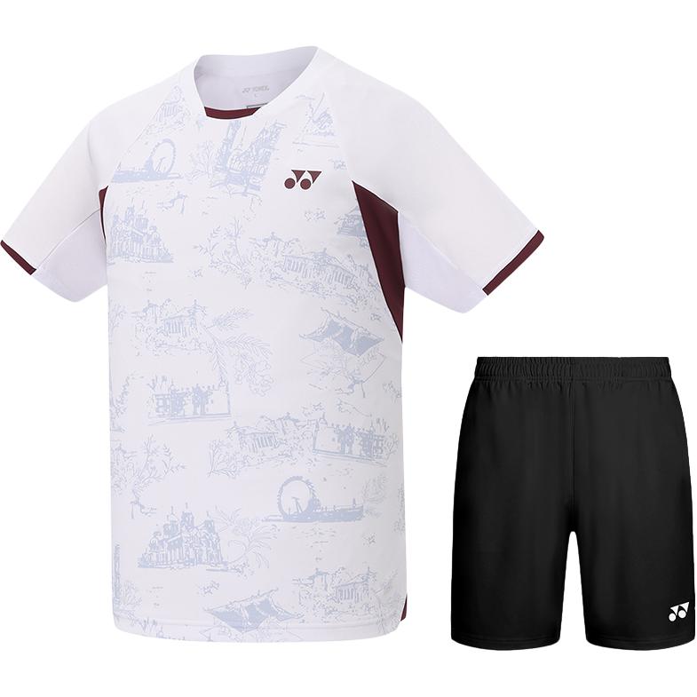 

Футболка для бадминтона мужская с воротником стойкой YONEX, 1102925 белый+черный shorts